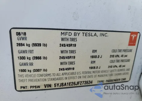2015 Tesla Model S из США, поврежденный, VIN 5YJSA1E26JF273534